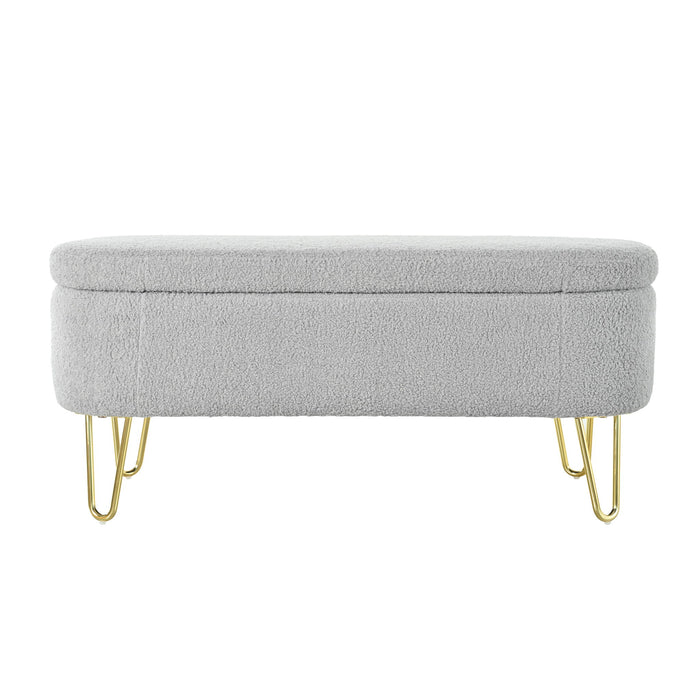 Upholstered Oval Storage Bench For Living Room