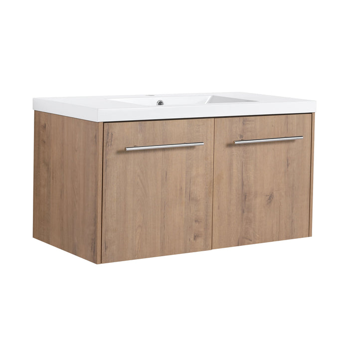 Modern Floating Bathroom Vanity With Resin Sink, Soft Close Doors