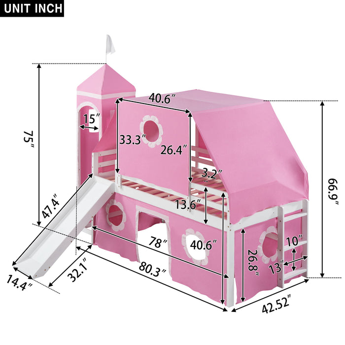 Loft Bed With Slide Tent And Tower Fun Playhouse Design