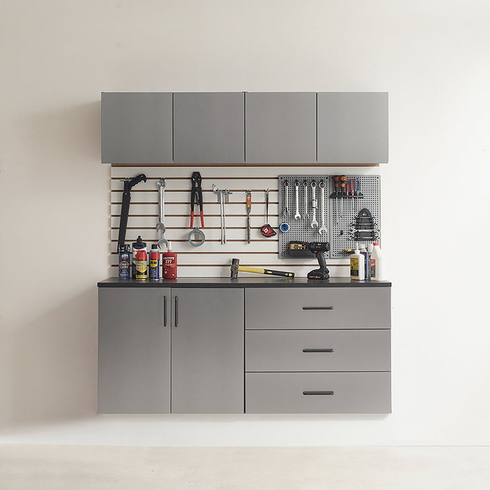 Astro Series - Metal Wall Storage Cabinet With Soft Closing Drawers - Metallic Gray