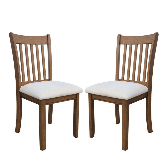 Modern Dining Chair, Wooden Back, Cushion Seats (Set of 2)