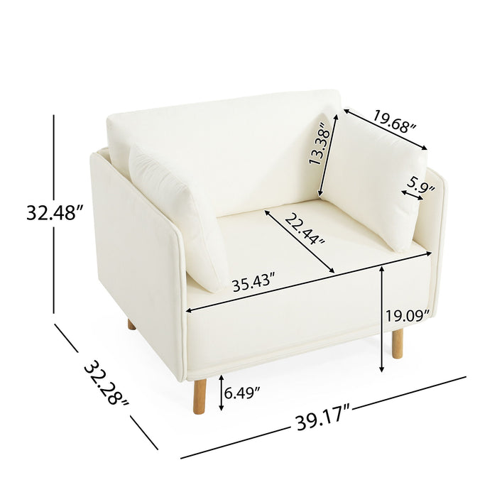 Modern Upholstered Accent Chair With Soft Cushions, Sleek Armrest Design