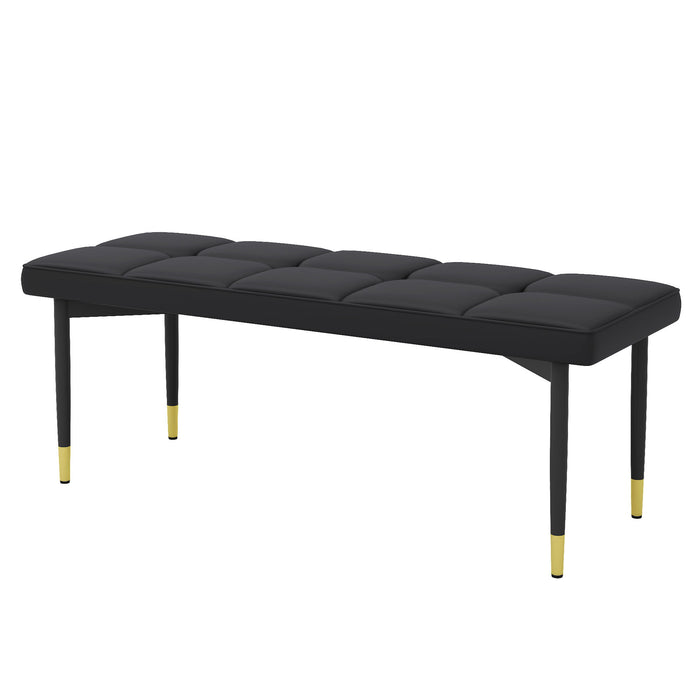 Multifunctional Shoe Bench, Sturdy Metal Legs With Gold Accents - Black