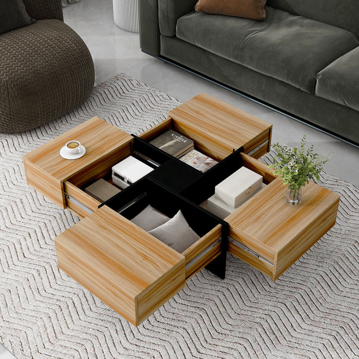Wallace - Coffee Table With 4 Hidden Storage Compartments - Brown