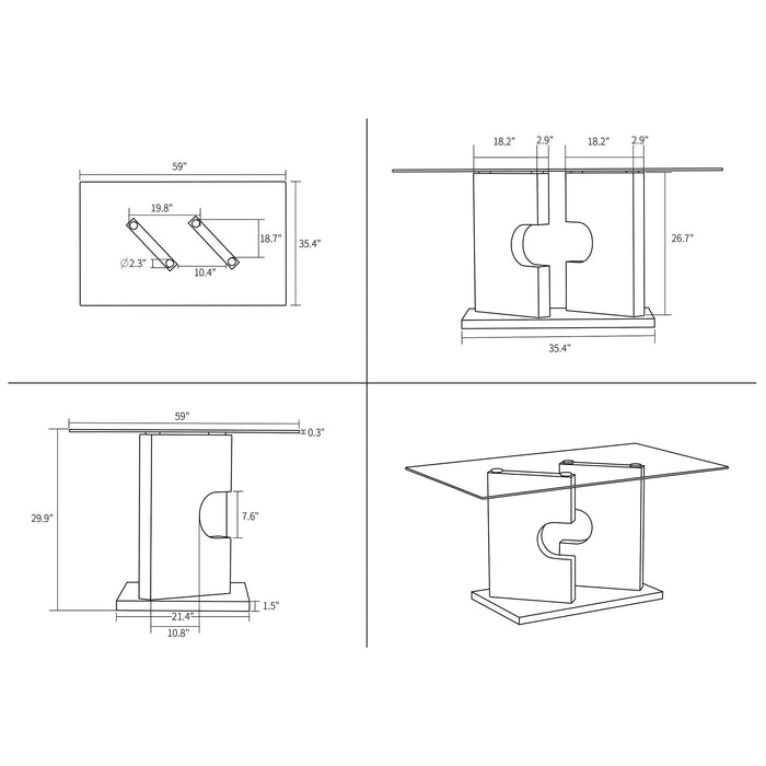 Iris - Dining Table - Gray