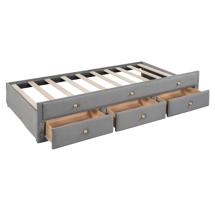 Upholstered Daybed With Trundle And Drawers