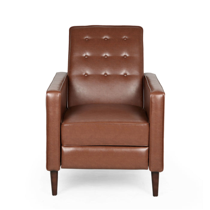 Mid-Century Modern Recliner With Button Tufted Waffle Stitch