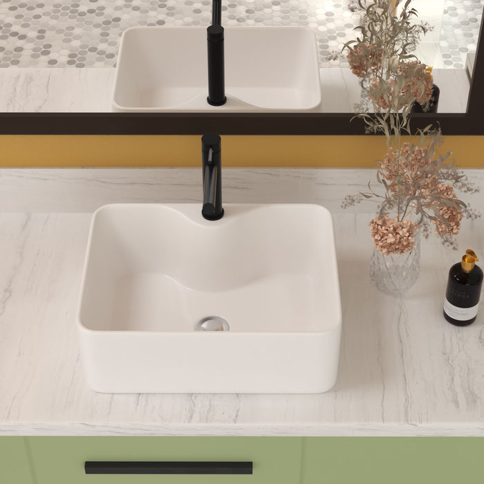 Modern Ceramic Rectangular Vessel Bathroom Sink With Sleek Design