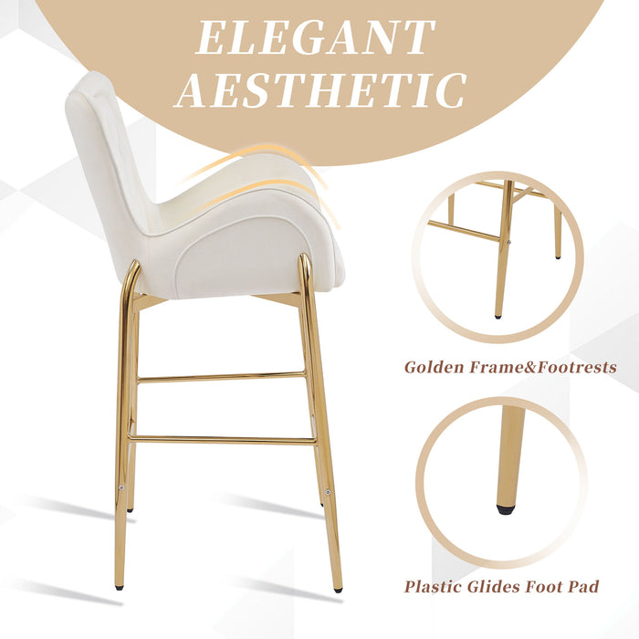 Velvet Fabric Counter Height Bar Stools (Set of 2)