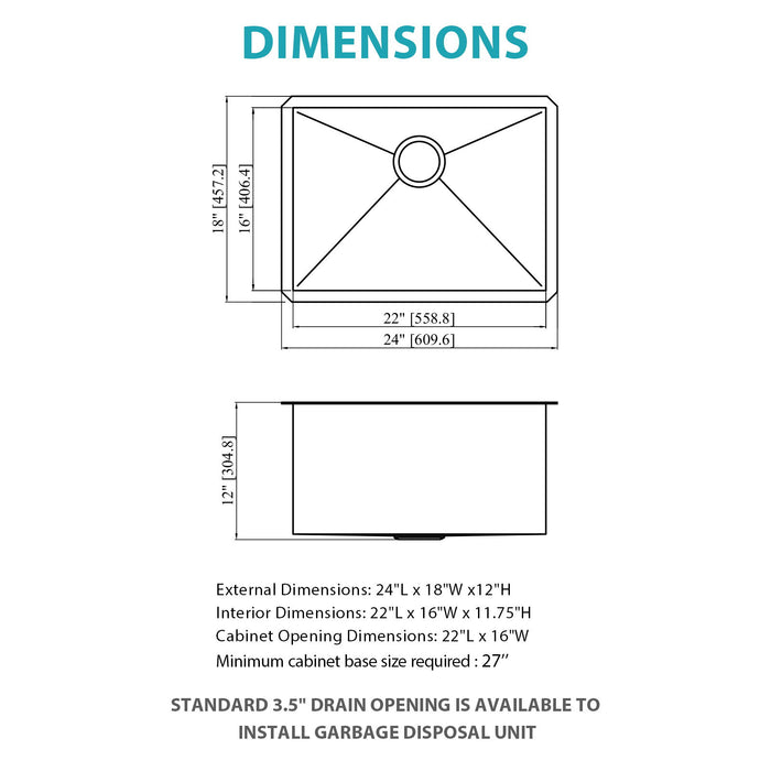 Undermount Kitchen Sink With Deep Single Bowl