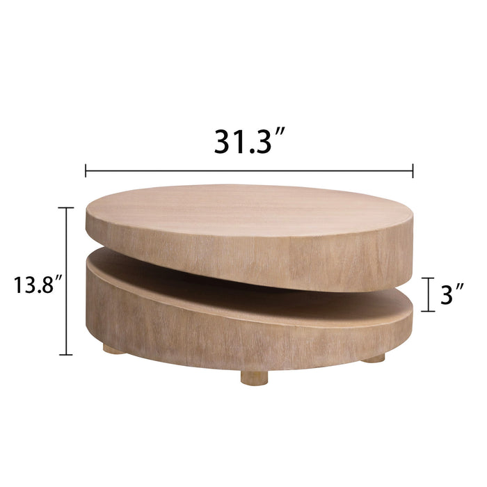 Modern Round Wood Coffee Table, Accent Table For Living Room - Antique Natural / Natural / Rustic