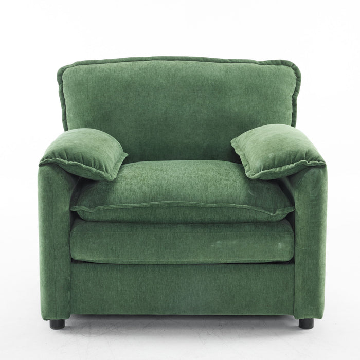 Oversized Reading Armchair With Thick Cushions, High Back Support
