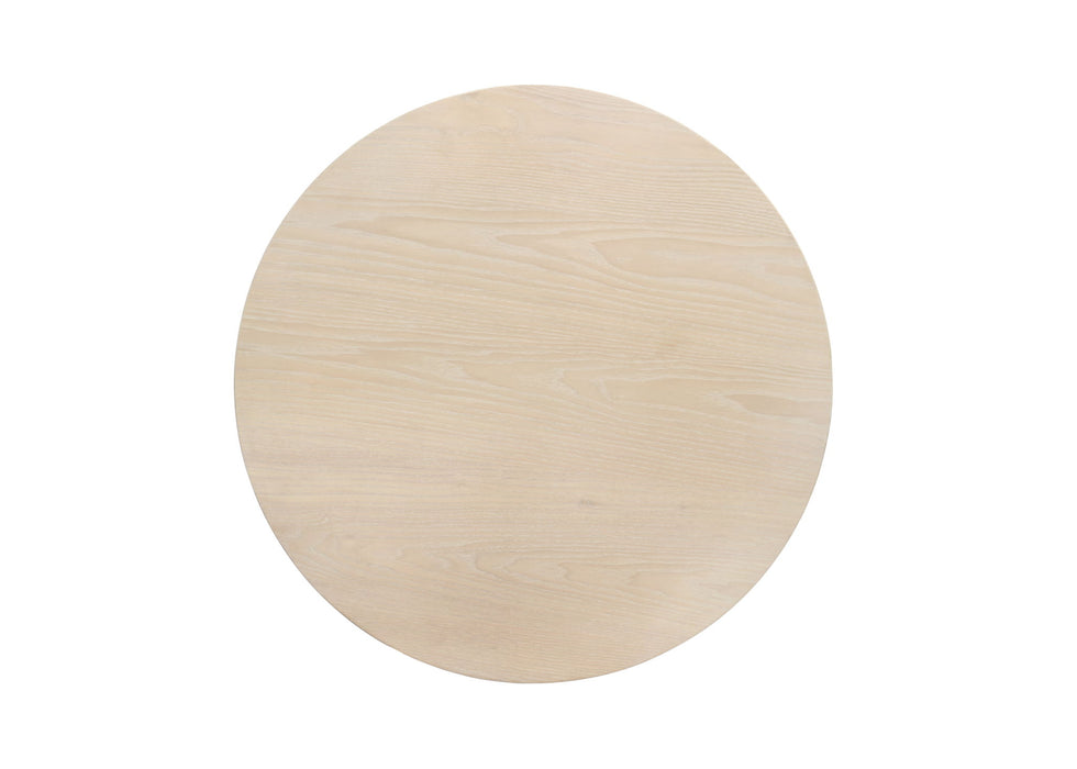 Neroli - Contemporary Round Side Table With Black Metal Base - Oak White