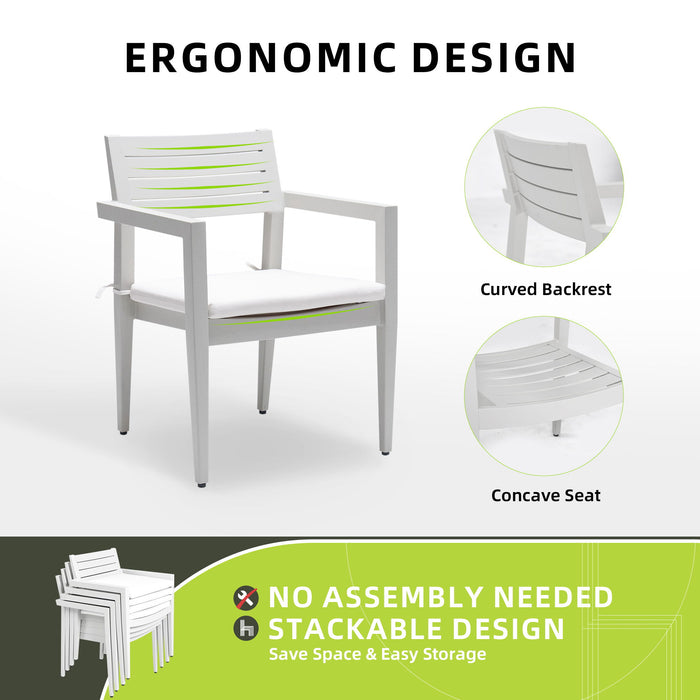 Outdoor Patio Stationary Dining Chairs With Outdoo Grade Sunbrella Fabric Cushions, Tapered Feet (Set of 4) - Grayish