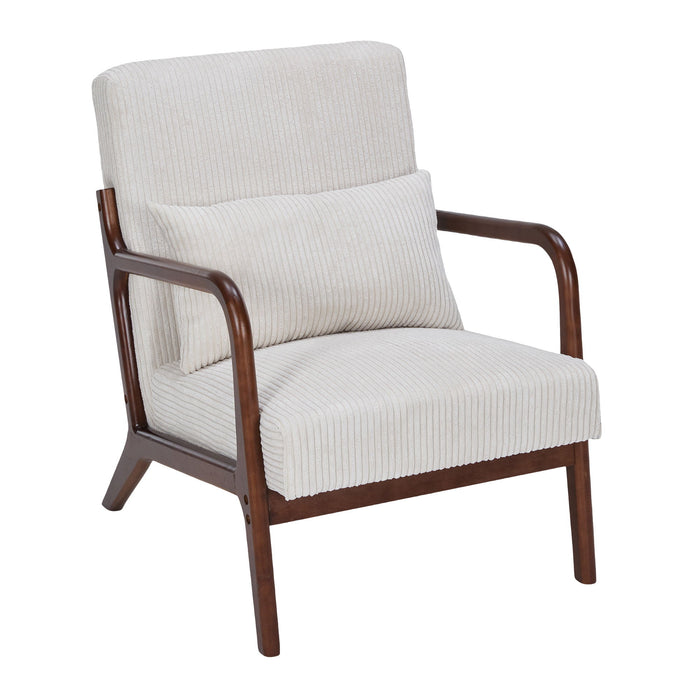Accent Chair With Pillow And Wood Frame