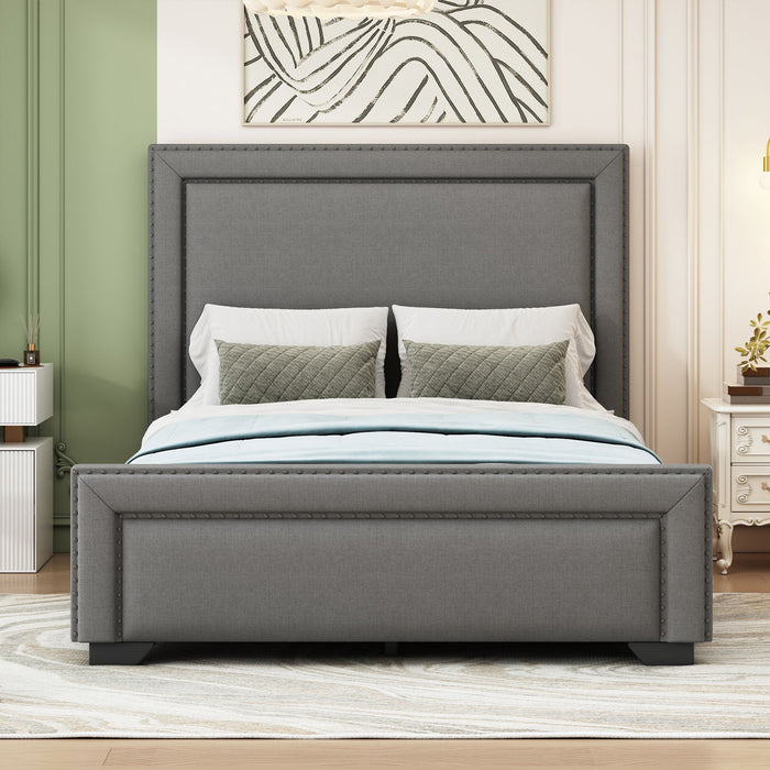 Upholstered Bed With Slats Support, No Box Spring Needed