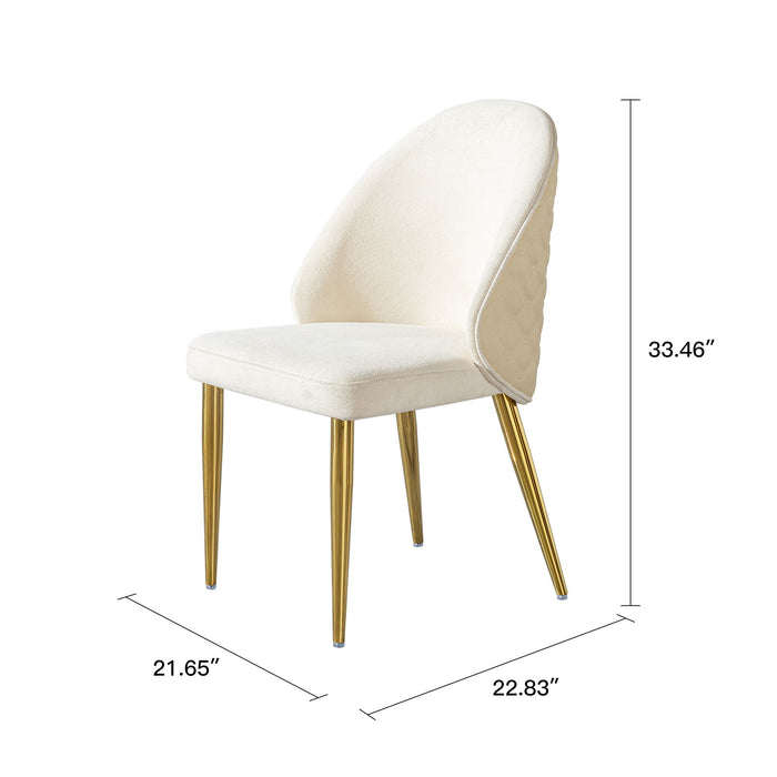 2 Pieces Contemporary Stainless Steel Dining Chair With Upholstery And Leather Backrest - Gold