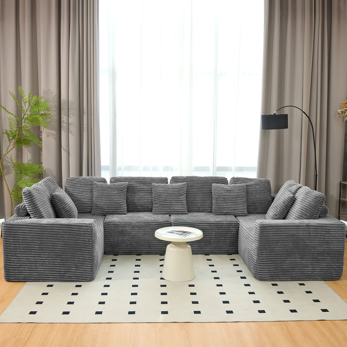 Modular U Shaped Sectional Sofa With Reversible Design