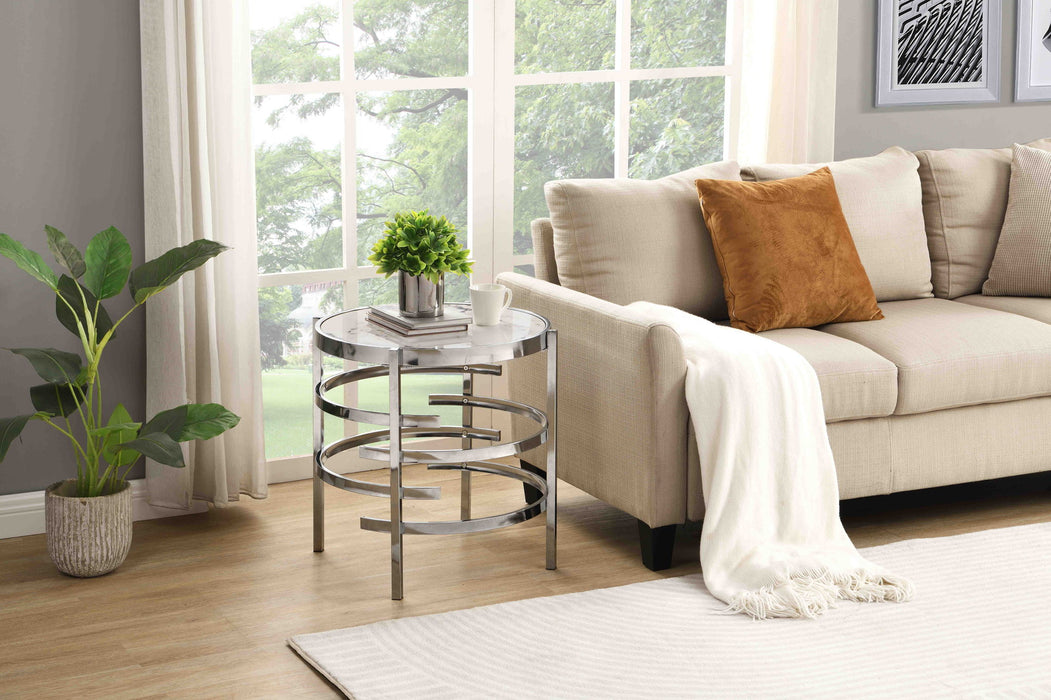 Elegant Round Table With Sintered Stone Top & Sturdy Metal Frame