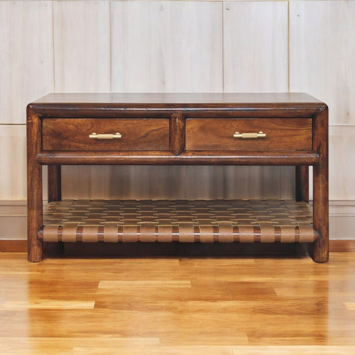 Regency - Woven Console Table With 2 Drawers - Brown