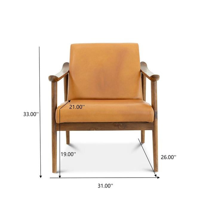 Brandon - Antique Leather Lounge Chair - Brown / Tan