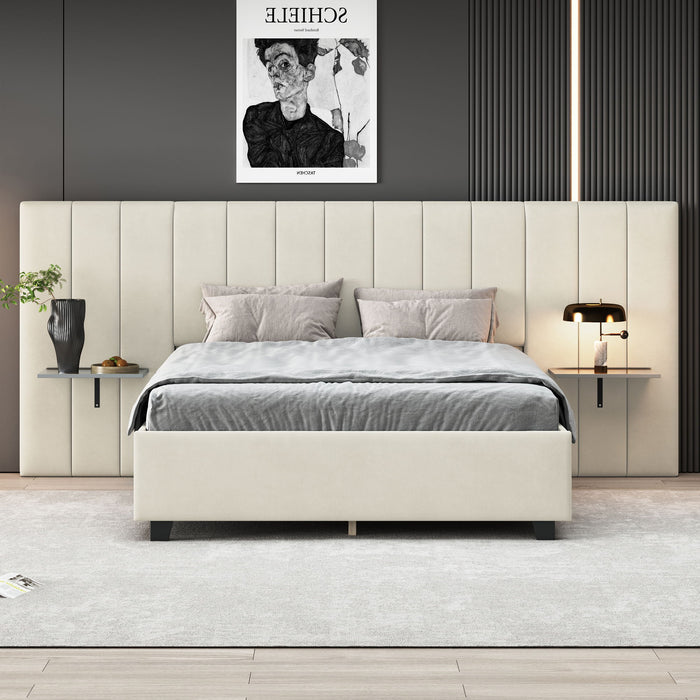 Upholstered Platform Bed With Big Headboard