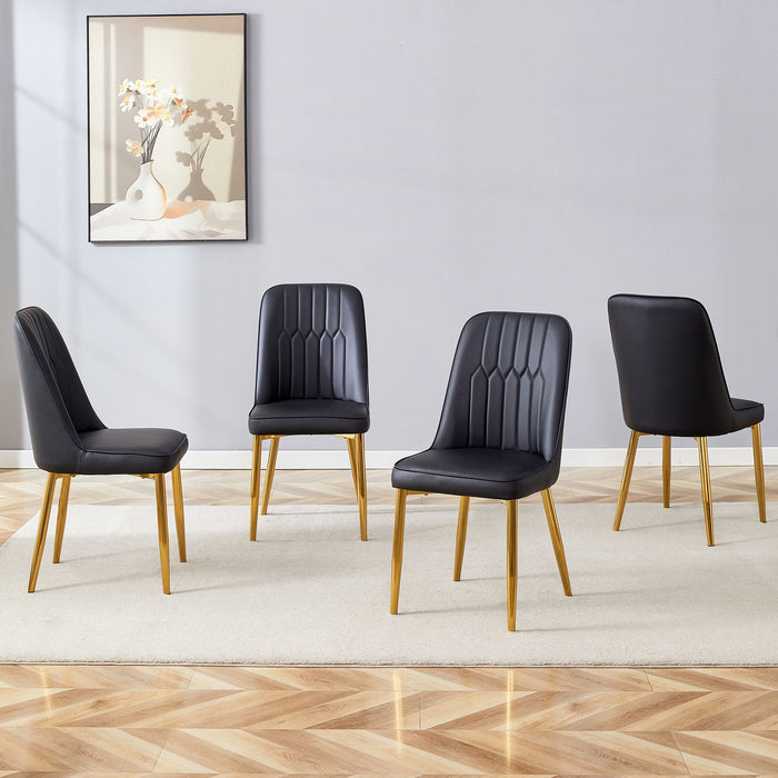 Modern Dining Chairs With Metal Legs And Simple Line Design On Backrest