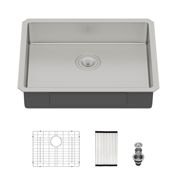 Ada-Compliant 23" Undermount Sink, Low Depth Single Bowl - Brushed Nickel
