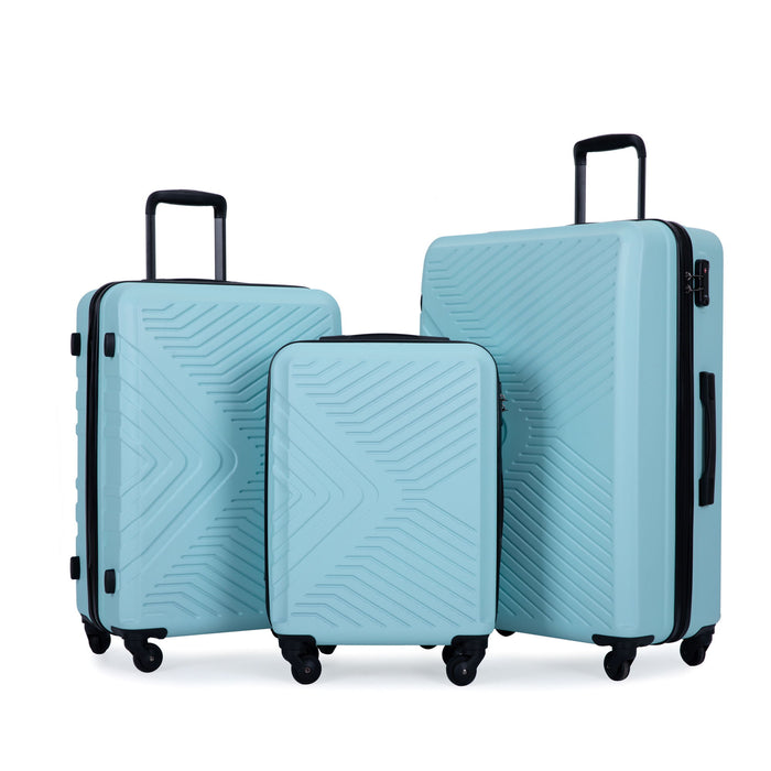 3 Piece Luggage Sets Lightweight Suitcase With Two Hooks, Spinner Wheels, Tsa Lock, Durable Hard Shell