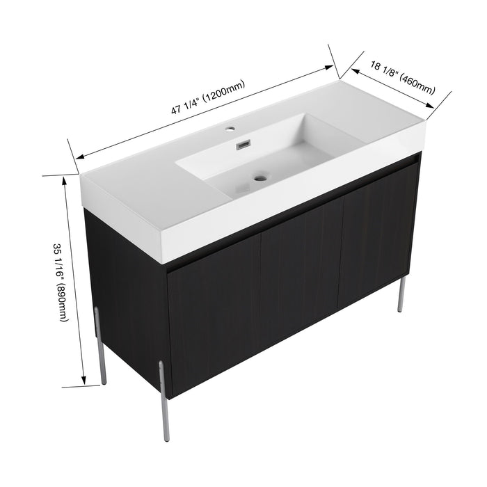 Freestanding Bathroom Vanity With Resin Sink And Storage Cabinet
