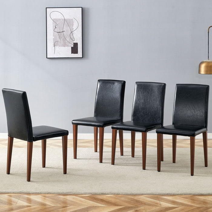 Simple Versatile Dining Chairs Set With Comfortable Design And Sturdy Metal Legs, 4 Piece Set - Black / Dark Walnut