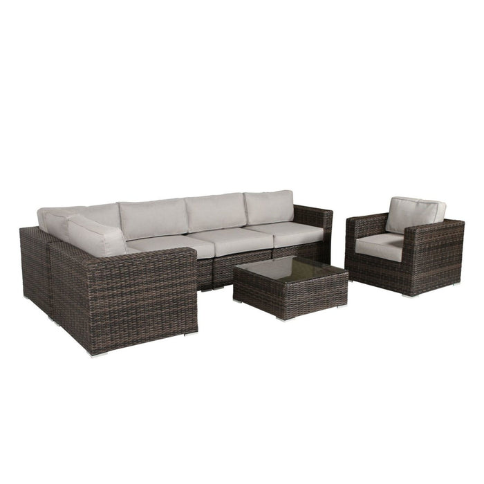 Wicker Seating Group Set With Table And Cushions