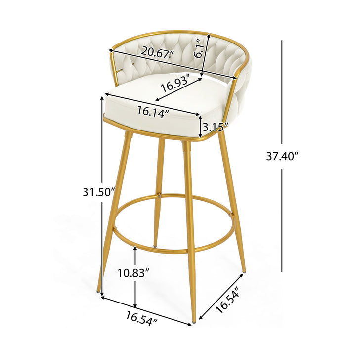 Modern Low Back Upholstered Counter Height Bar Stools (Set of 2)