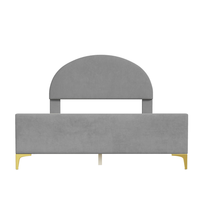 Upholstered Platform Bed With Classic Semi-Circle Shaped Headboard