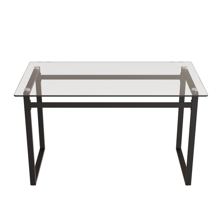 Modern Minimalist Rectangular Dining Table With Tempered Glass Top