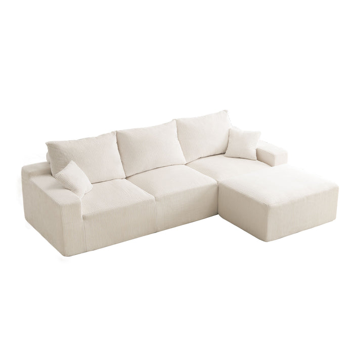 L Shaped Sectional Sofa, Full Compression 3 Seater Cloud Couch With Chaise