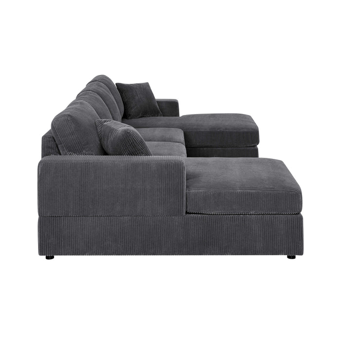 3 Piece Corduroy Double Chaise Sectional Sofa