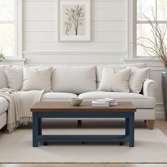 Nantucket - Chairside Table Wooden - Blue Denim, Whiskey