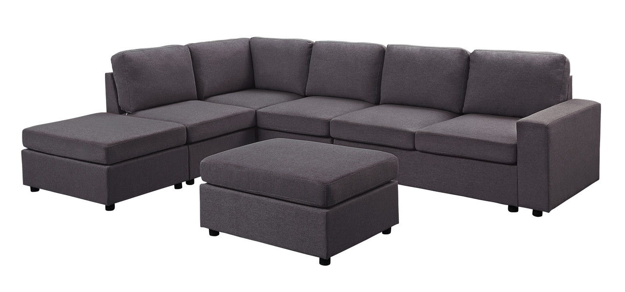 Cassia - 7 Seat Reversible Modular Sectional Sofa With Ottoman