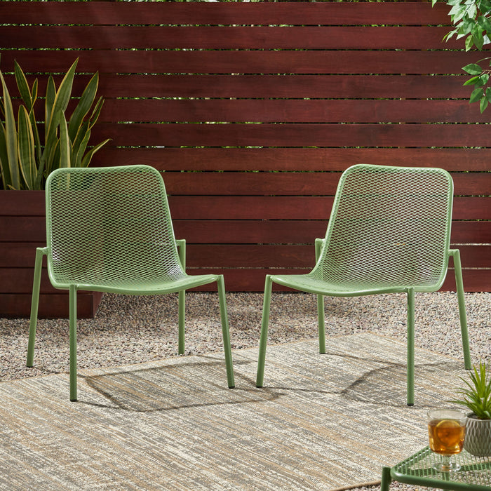 Outdoor Iron Chair With Mesh Design