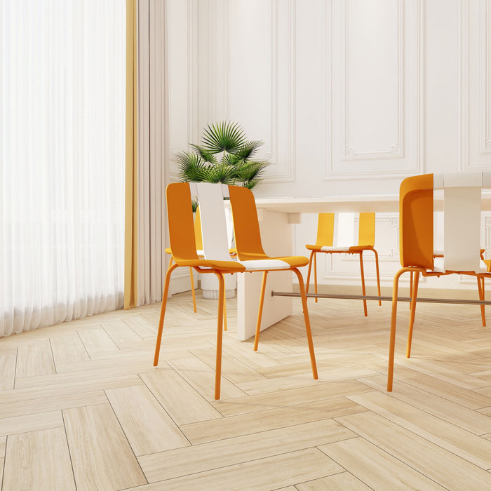 Modern Striped Blocking Single Chairs, Waterproof And Fade Resistant (Set of 4)