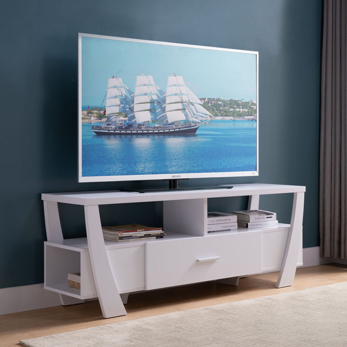 Contemporary TV Stand With 4 Shelves And 1 Drawer