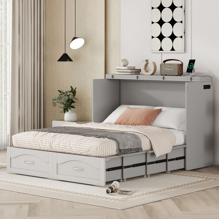 Murphy Wall Bed With Drawer And A Set Of Sockets & USB Ports, Pulley Structure Design