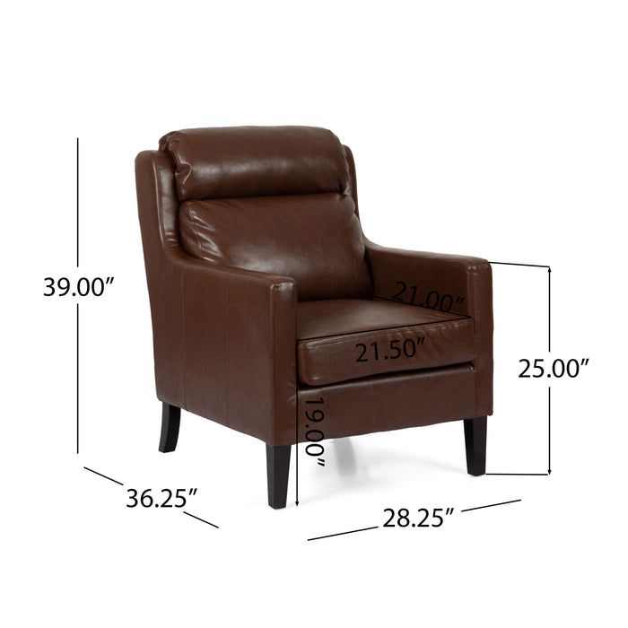 Contemporary Club Chair With Upholstered Fabric And Rubberwood Legs