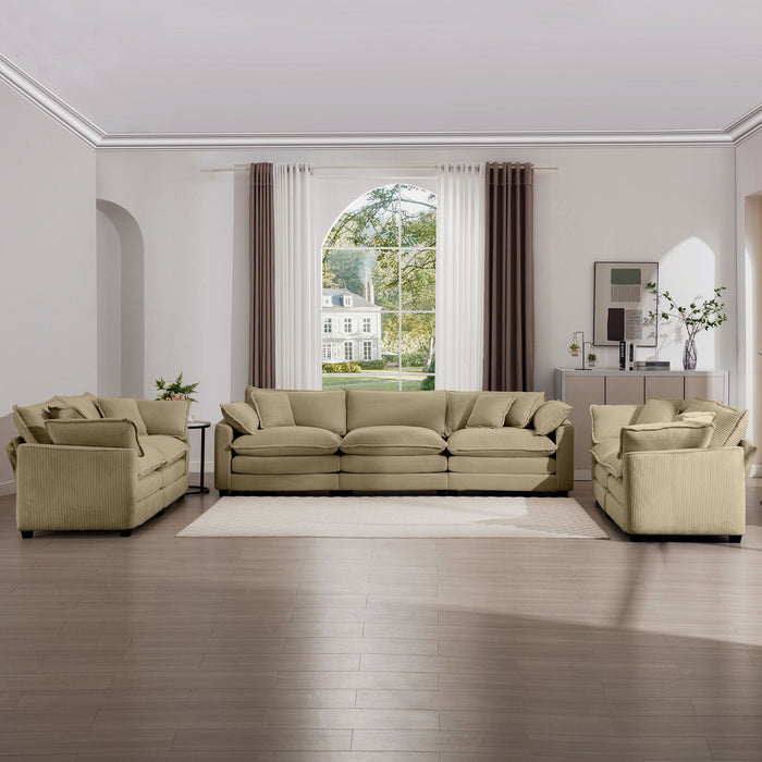 Elegant Corduroy Oversized Sectional Sofa Set With Deep Seats And Flexible Layout