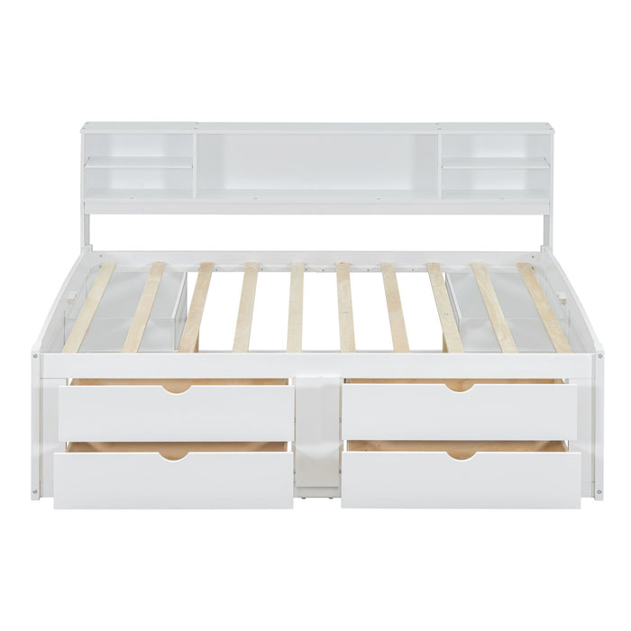 Daybed With 2 Bedside Cabinets, Upper Shelves And 4 Drawers