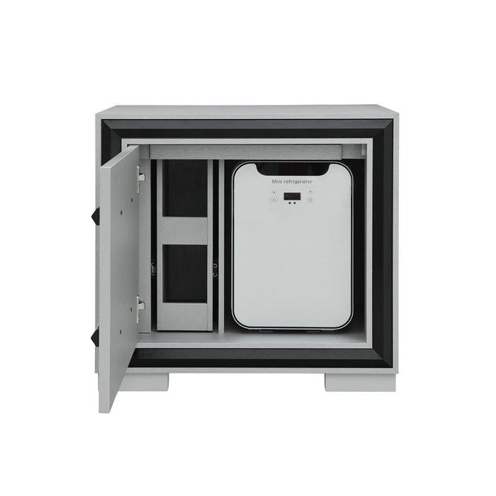 Adelaide - Nightstand With Cooler And Speaker - Grey / Black
