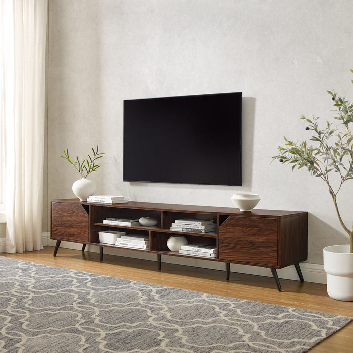 Contemporary 2 Door Minimalist TV Stand For TVs Up To 90" - Dark Walnut