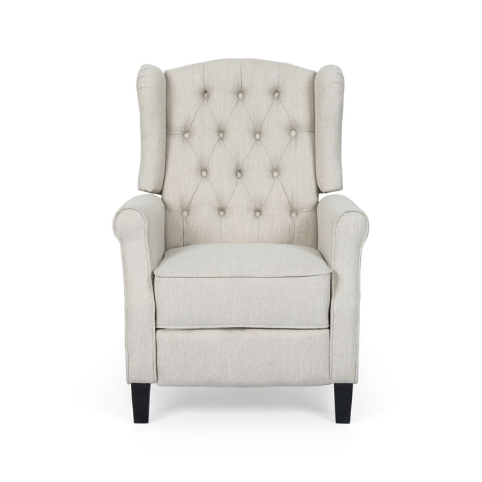 Contemporary Tufted Fabric Push Back Recliner - Beige