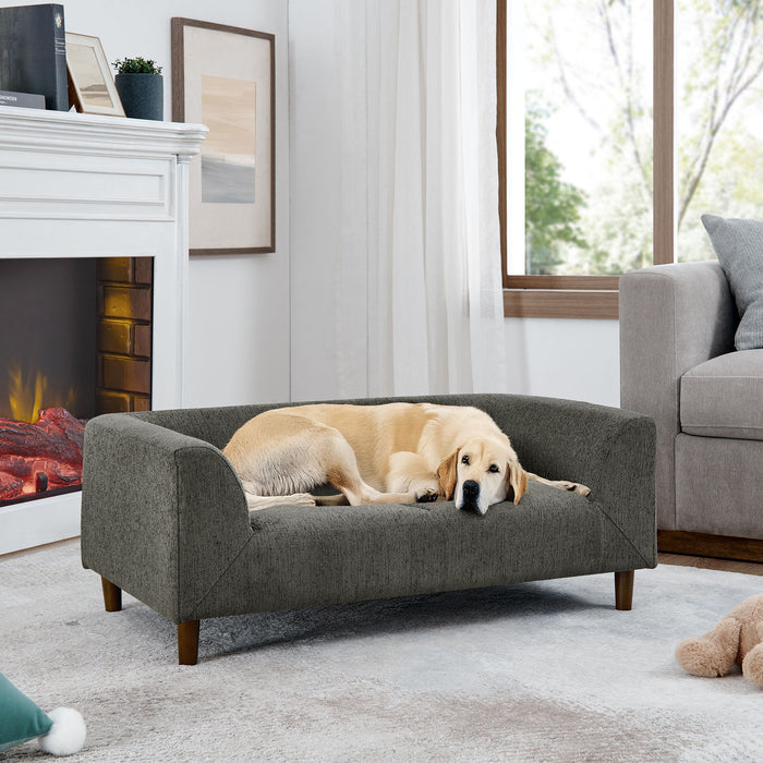 Modern Rectangular Pet Sofa With Backrest And Armrests For Small And Medium Dogs, Soft Cushion